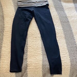 Abercrombie & Fitch Navy Blue Leggings with Striped Waistband